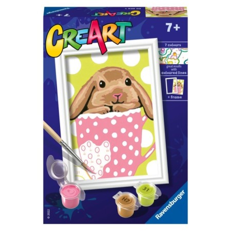 Ravensburger - CreArt pictura pe numere pentru copii iepuras in cana Ravensburger - 1